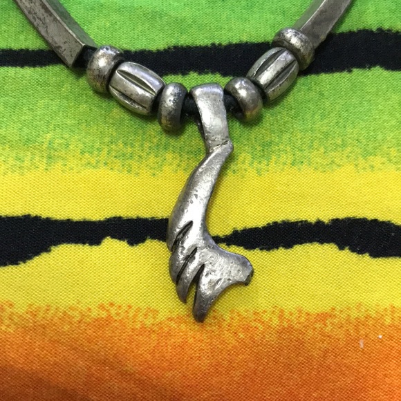 Black Rope Silver Charm Necklace - Picture 14 of 16